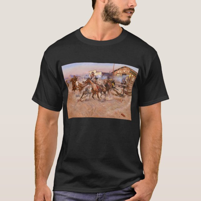 Rökning av en. 45, 1908 av Charles Marion Russell T Shirt (Framsida)