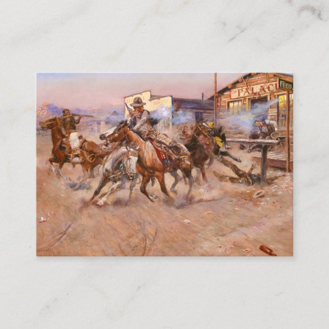 Rökning av en. 45, 1908 av Charles Marion Russell Visitkort (Framsida)