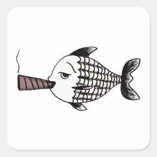 Rökning av fisk fyrkantigt klistermärke