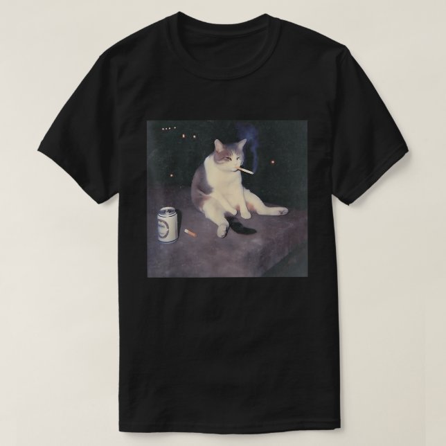 Rökning av kattkött | Ledsen Vibes Funny design T Shirt (Design framsida)
