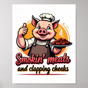 Rökning av Kött och klappningskinka fjällig Byrbec Poster