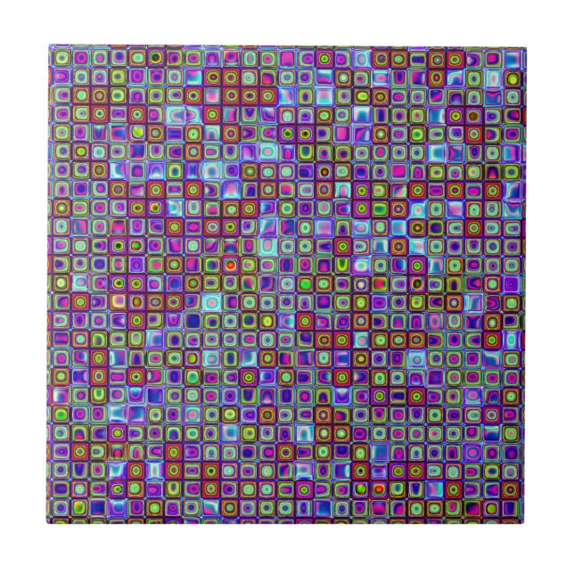 Rökning av Lila Funky Retro Mosaic Tiles Mönster Kakelplatta (Framsidan)
