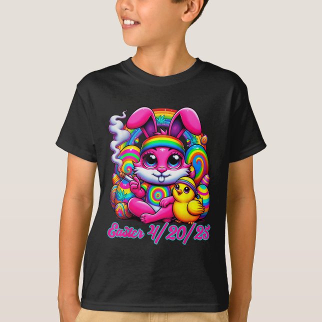 Rökning av luddig Påskhare Chick T Shirt (Framsida)