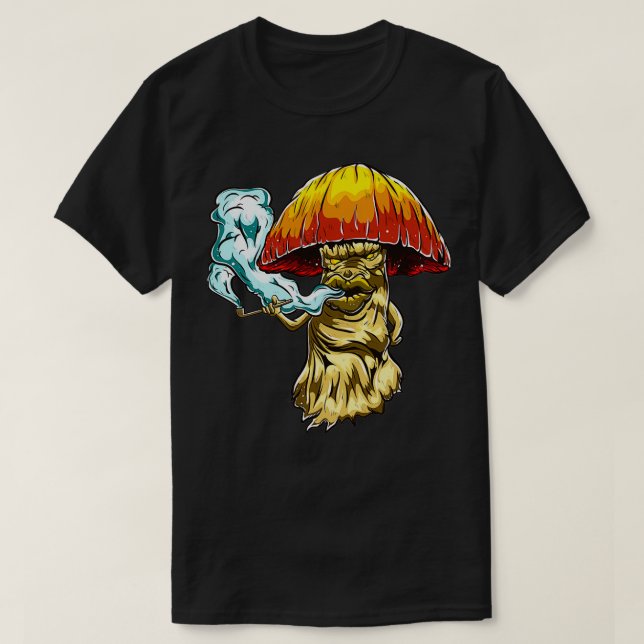 Rökning av svampdroger Pipe Psychedelic Magic Mush T Shirt (Design framsida)
