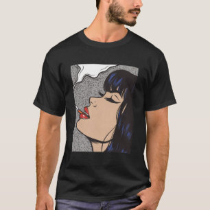 Rökning av Tecknad Pop Art Girl T Shirt