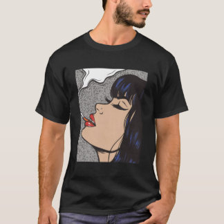 Rökning av Tecknad Pop Art Girl T Shirt