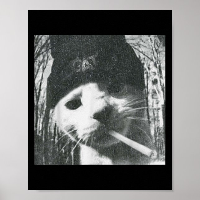 Rökning Cat Beanie Meme Grunge Aesthetic Funny Ts Poster (Framsidan)