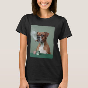 Rökning Cigar Gambling Boxer Hund Poker Mem T Shirt