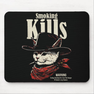 Rökning dödar rolig cowboykatt med hatt citat musmatta