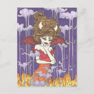 Rökning Fire Nymph Fantasy Pin demon Art Skriv ut Vykort