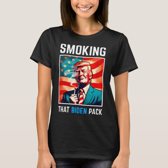 Rökning i Biden Pack - Trump 2024 T Shirt (Framsida)