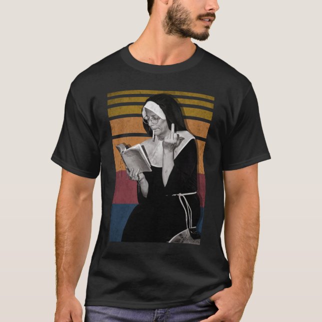 Rökning Nuns Retro Stil T Shirt (Framsida)