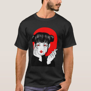 Rökning på japanska Babe Anime Geisha Manga Nippon T Shirt