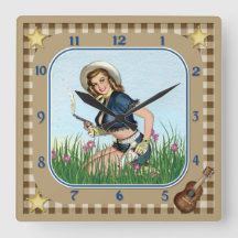 Rökning Pistol Pin Up Cowgirl Clock