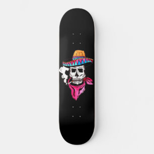Rökning Skeleton Cowboy Mini Skateboard Bräda 18,5 Cm