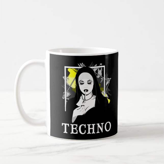 Rökning Techno Nun Religion Electronic Bass Music Kaffemugg (Vänster)