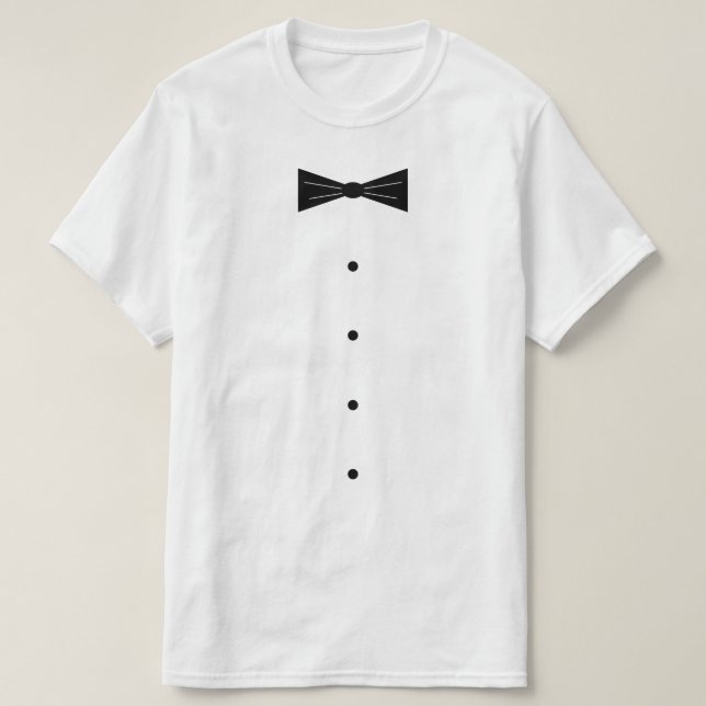 Rökningskostym t-shirt med liten svart fluga (Design framsida)