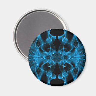 Rökplymer i blått på svart magnet
