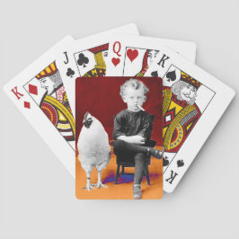 Rökpojke med kycklingar som spelkort