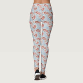 Rökrött-blått Paisley Mönster Leggings