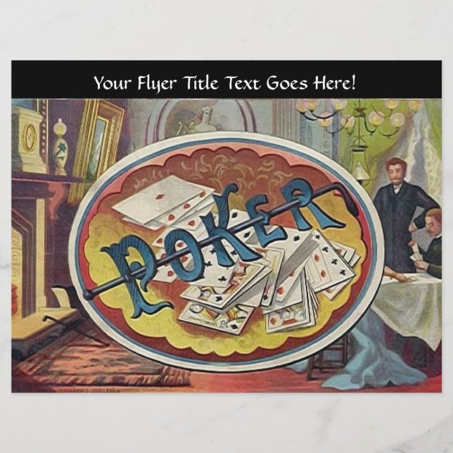 Rökrum för vintage Poker Manar Gambling Reklamblad (Framsidan)