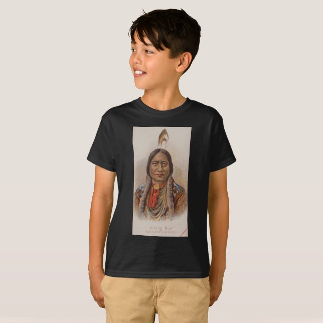 Röksignaler: Lakota indisk chef Sitta Bull T Shirt (Hel framsida)
