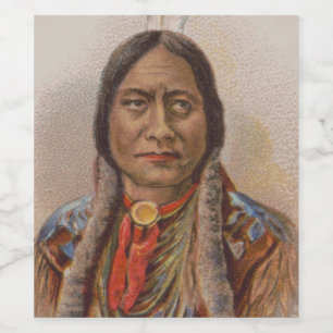 Röksignaler: Lakota indisk chef Sitta Bull Vinflaska Etikett
