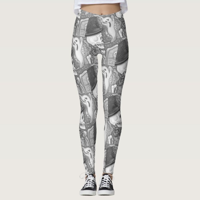 RÖKSKELETON, HALLOWEEN CEMETERY LEGGINGS (Framsida)
