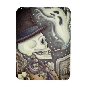 RÖKSKELETON MED SPÖKEN I SPOOKY CEMETERY MAGNET