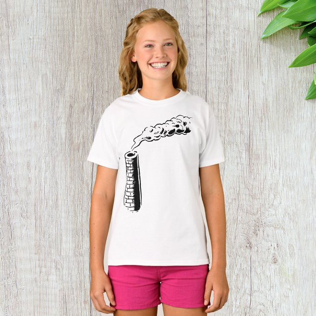Rökstacksförorenings skiss i monokrom t shirt (Skapare uppladdad)