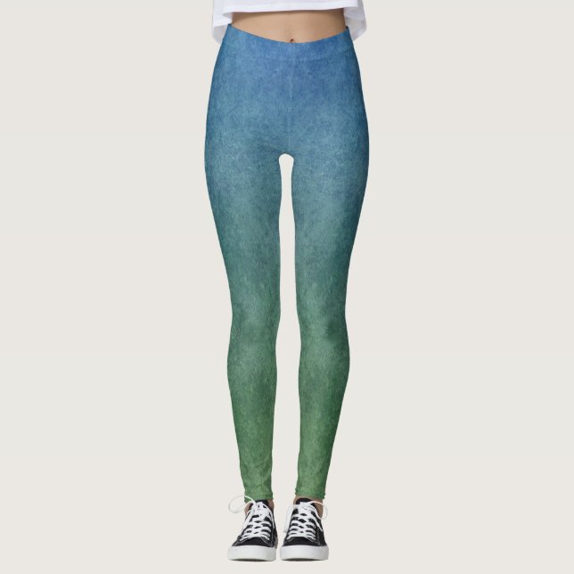 Rökt blått till Grönt övertoning Leggings (Framsida)