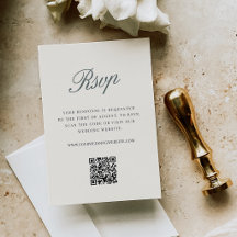 Rökt gran klassisk script bröllop QR-kod RSVP