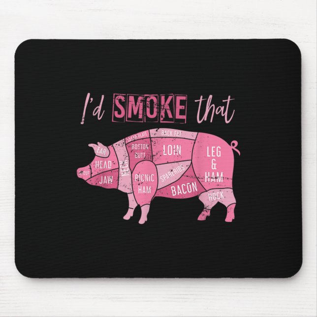 Rökt Gris Grill Bacon Älskare Funny Bbq Chef Gift Musmatta (Framsidan)