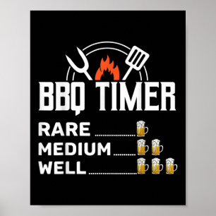 Rökt Kött Älskare Bbq Timer Funny Beer Drinking Ba Poster
