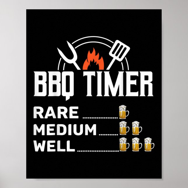 Rökt Kött Älskare Bbq Timer Funny Beer Drinking Ba Poster (Framsidan)