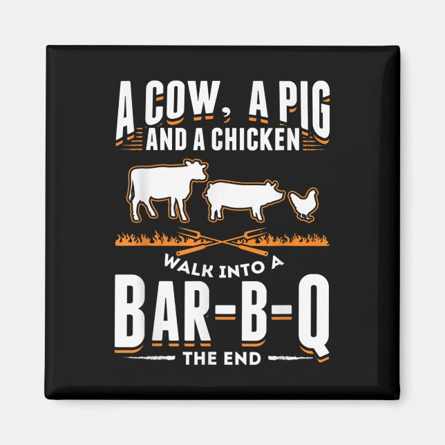 Rökt Kött Älskare Gift Idea Funny Barbecue Bbq Magnet (Framsidan)