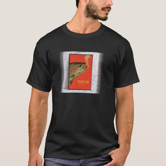 Rökt regnbågeforell, flugfiske t shirt (Framsida)