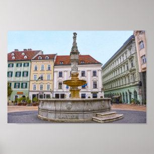 Roland Fontän, Old Town, Bratislava, Slovakien Poster