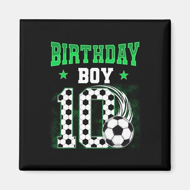 Rolig 10-årsdag Pojke Fotbollstema Party 10 år Magnet (Framsidan)