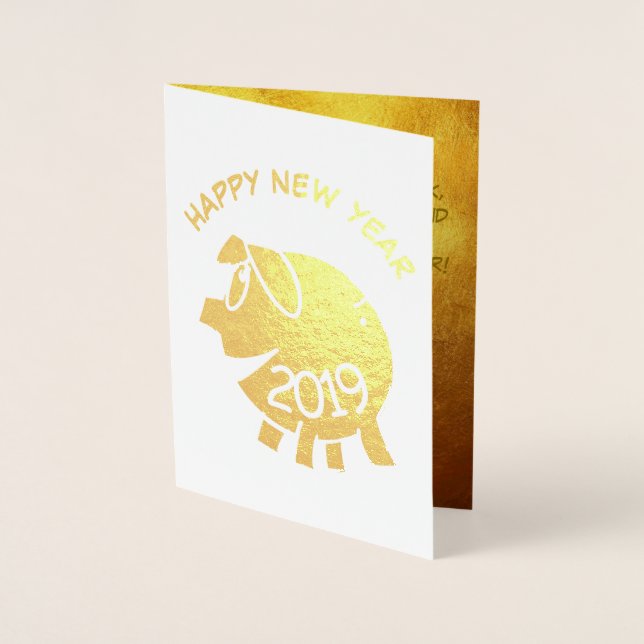 Rolig 3 Tecknad Gris År Zodiak Födelsedag Lyx GC Folierat Kort (Framsida)