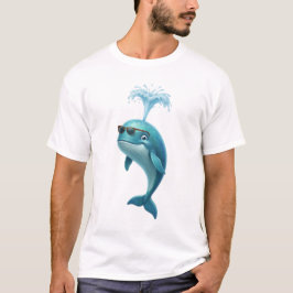 Rolig 3D Blåval T-Shirt