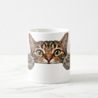 Rolig 3D-katt som tittar över kanten Optisk illusi Kaffemugg
