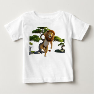 Rolig 3D-lejonkaraktär som tränar Kung Fu i Zen T Shirt