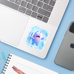 Rolig 3D lila monster frusen i iskub Sticker Klistermärken