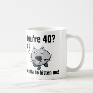 Rolig 40th födelsedag, kattkaffe koppar
