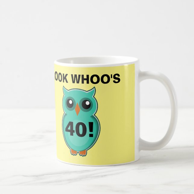 Rolig 40th födelsedagkaffe koppar, uggla kaffemugg (Höger)
