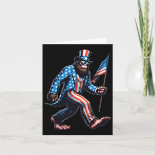 Rolig 4:e Juli Bigfoot Sasquatch Amerikansk Flagga Kort