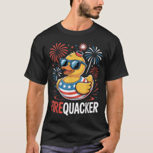 Rolig 4:e juli elddäckande anka fjärde juli t shirt