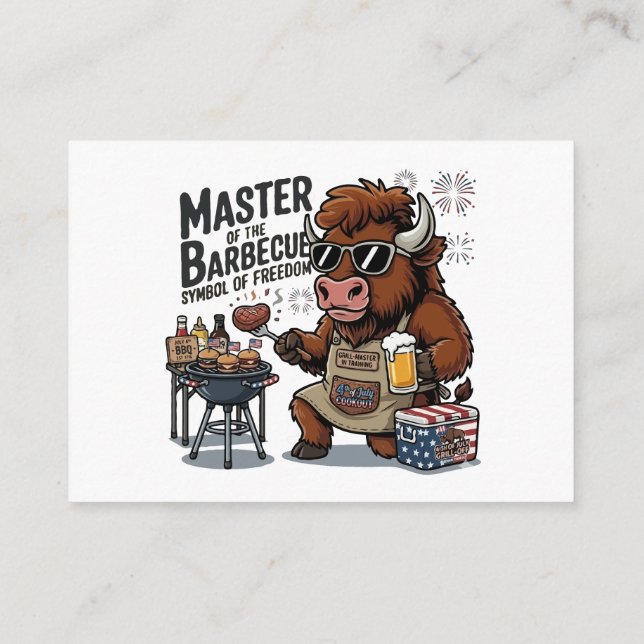 Rolig 4:e Juli Grillmästare Bison BBQ Tilläggskort (Baksida)