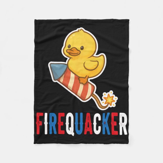 Rolig 4:e juli gummiand pyroteknisk patriot fleecefilt (Framsidan)